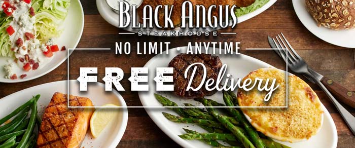 Black Angus steakhouse offers free delivery
