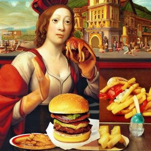 A juicy Red Robin cheeseburger and french fries that are bottomless
