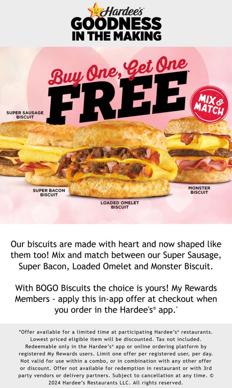 Second breakfast biscuit free via login at Hardees