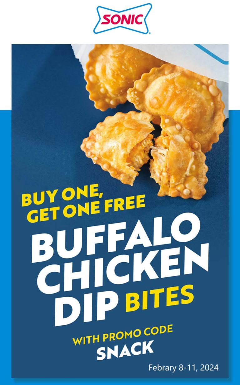 Second buffalo chicken dip bites free at Sonic Drive-In via promo code SNACK