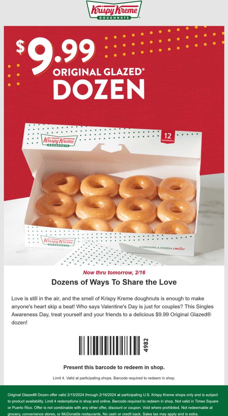 $10 glazed dozen doughnuts at Krispy Kreme