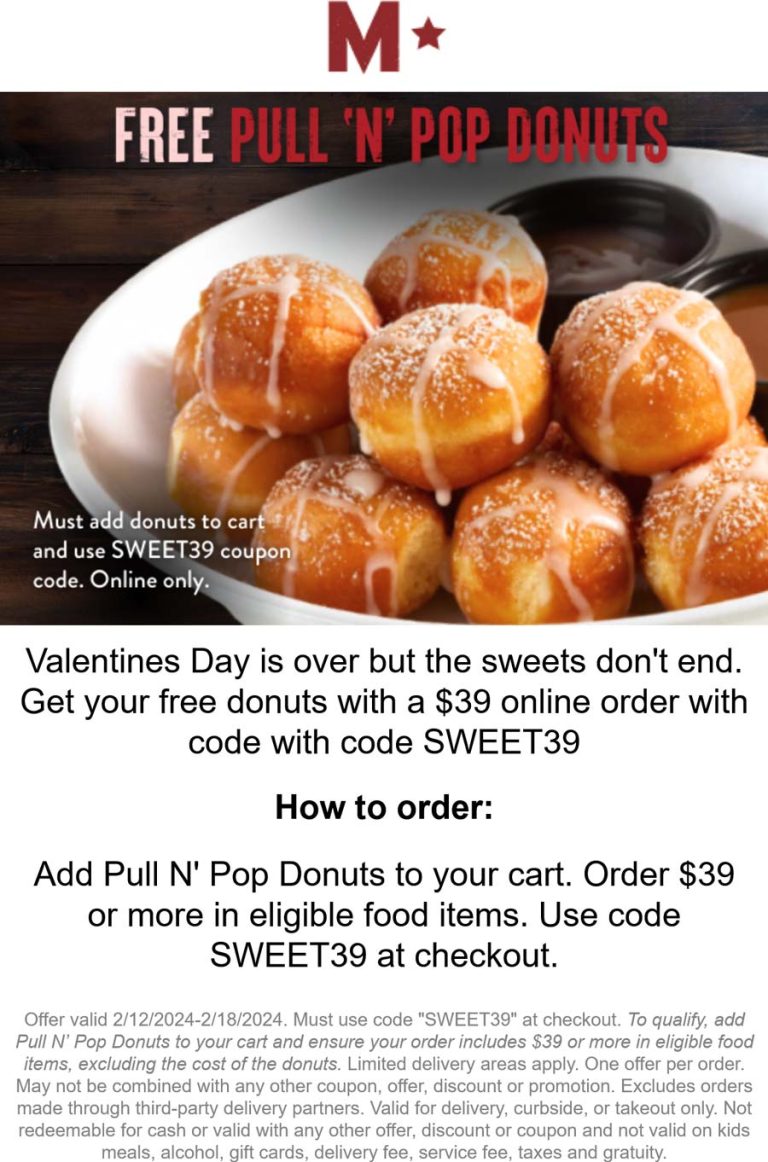 Free donuts on $39 at Millers Ale House restaurants via promo code SWEET39
