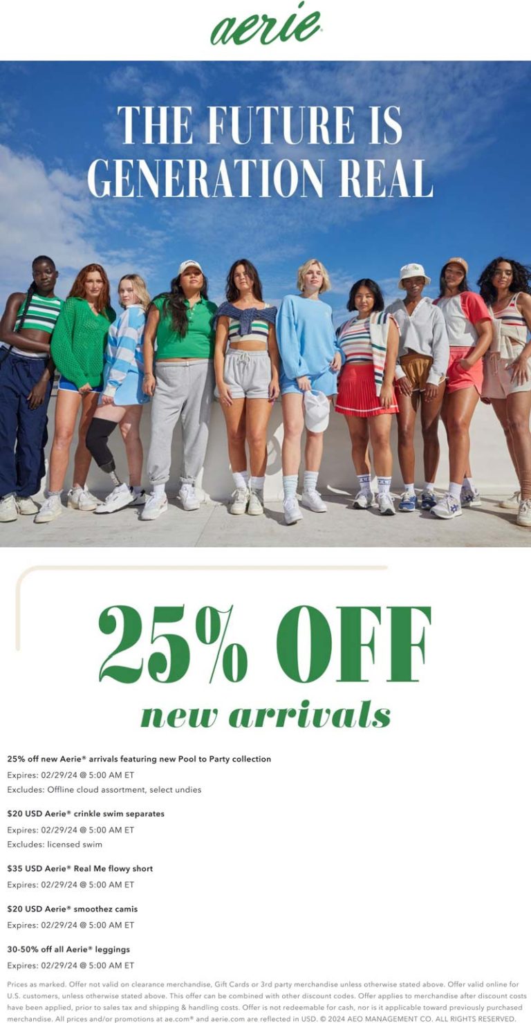 25% off new arrivals at Aerie