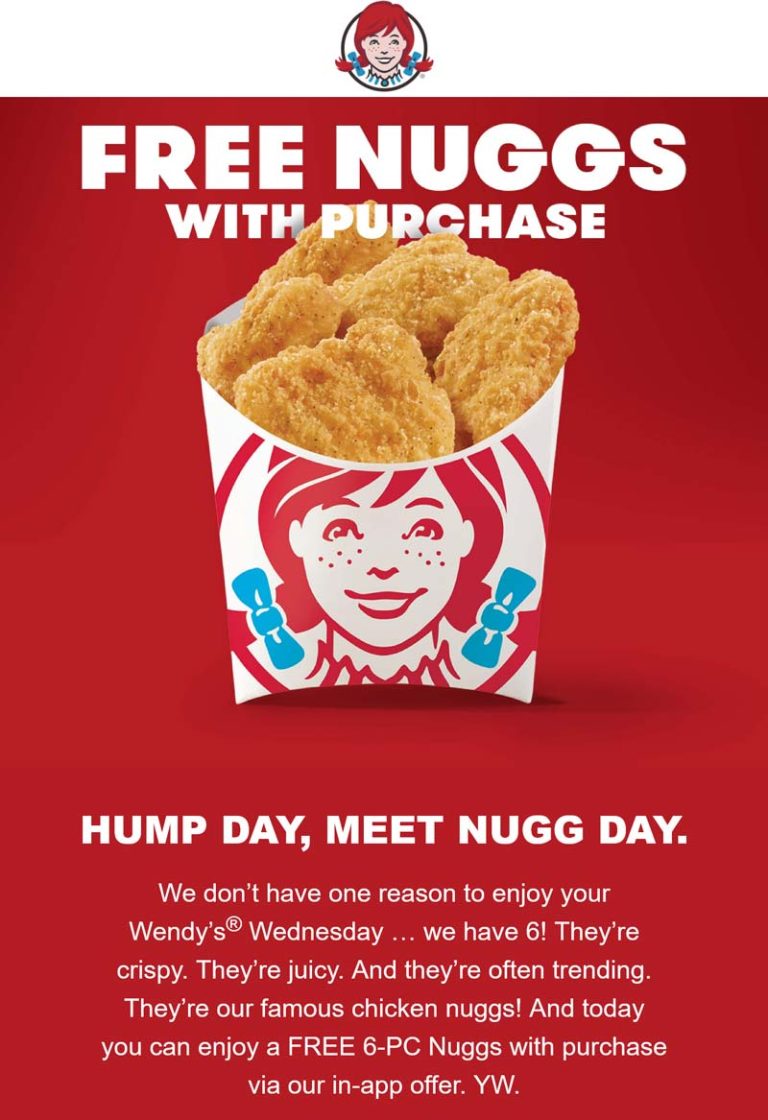 Free 6pc chicken nuggets today via mobile order at Wendys