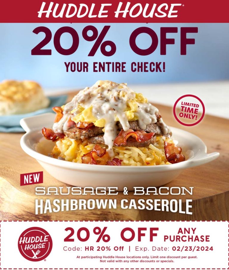 20% off at Huddle House restaurants