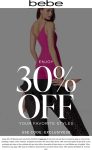 30% off everything online at bebe via promo code EXCLUSIVE30 #bebe