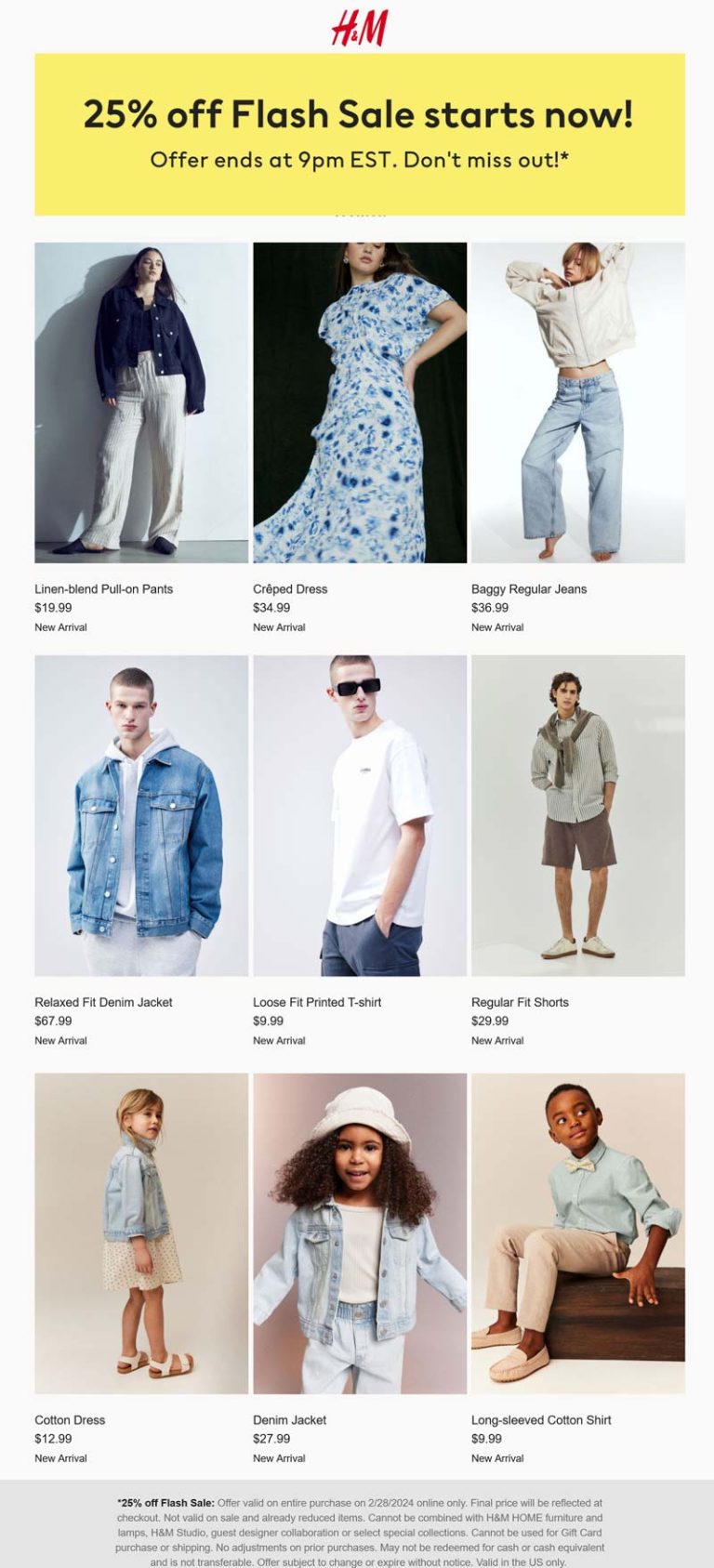 H&M coupon: 25% off everything online today at H&M