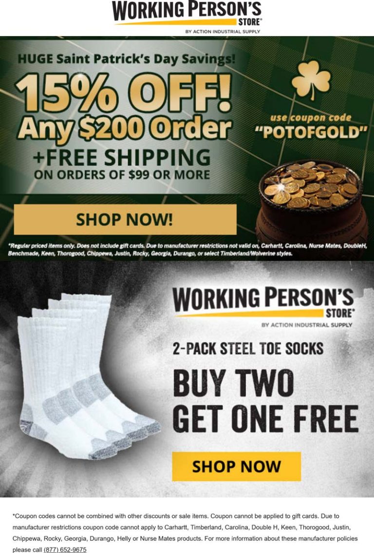 15% off $200 + free shipping at The Working Persons Store