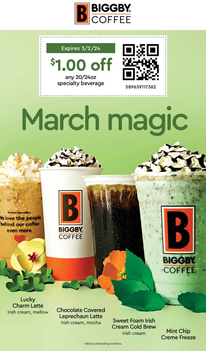 1 off your coffee at Biggby Coffee biggbycoffee The Coupons App®