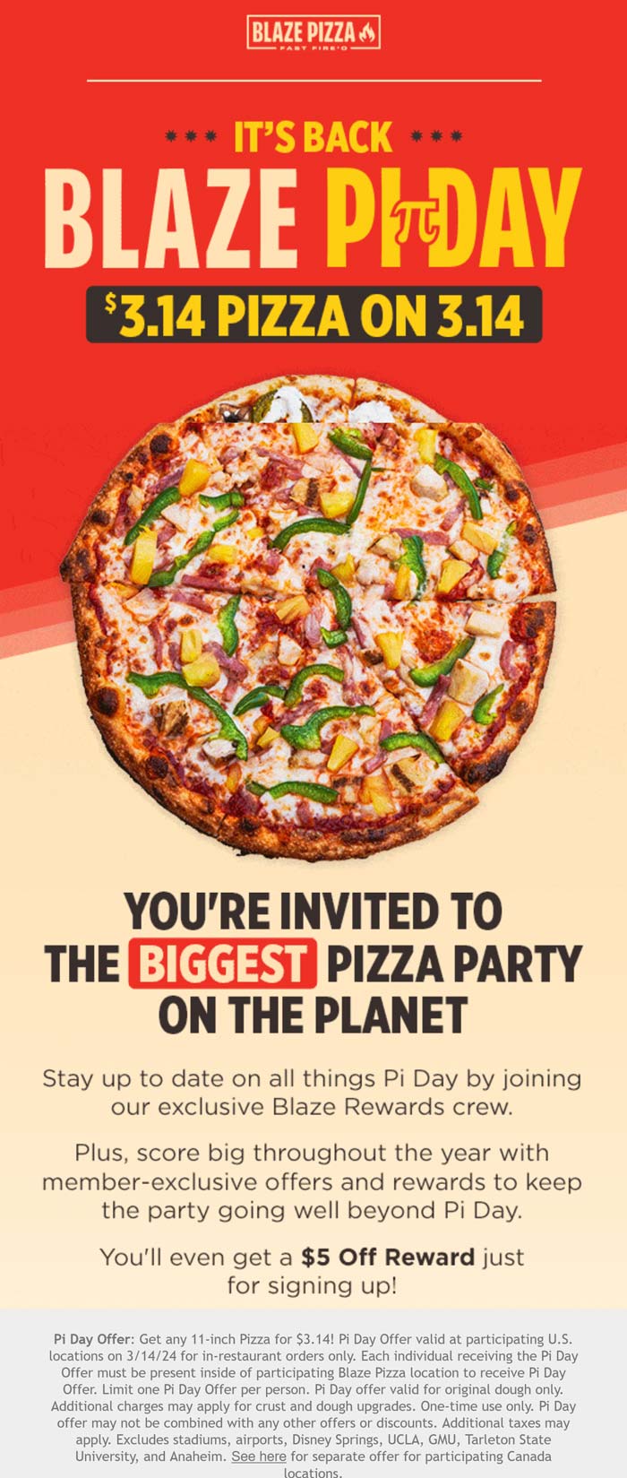 $3.14 pizza on the 14th at Blaze #blaze - The Coupons App®