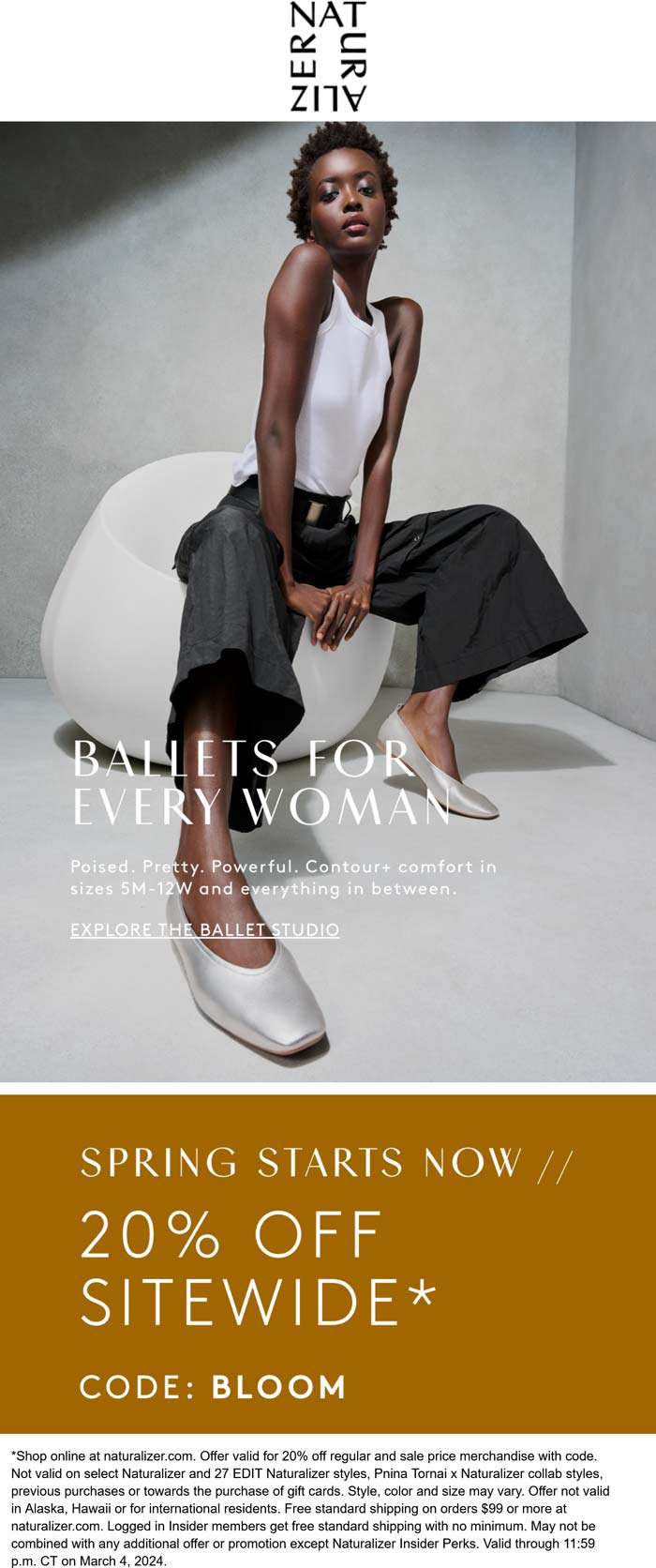 20% off everything online at Naturalizer via promo code BLOOM # ...
