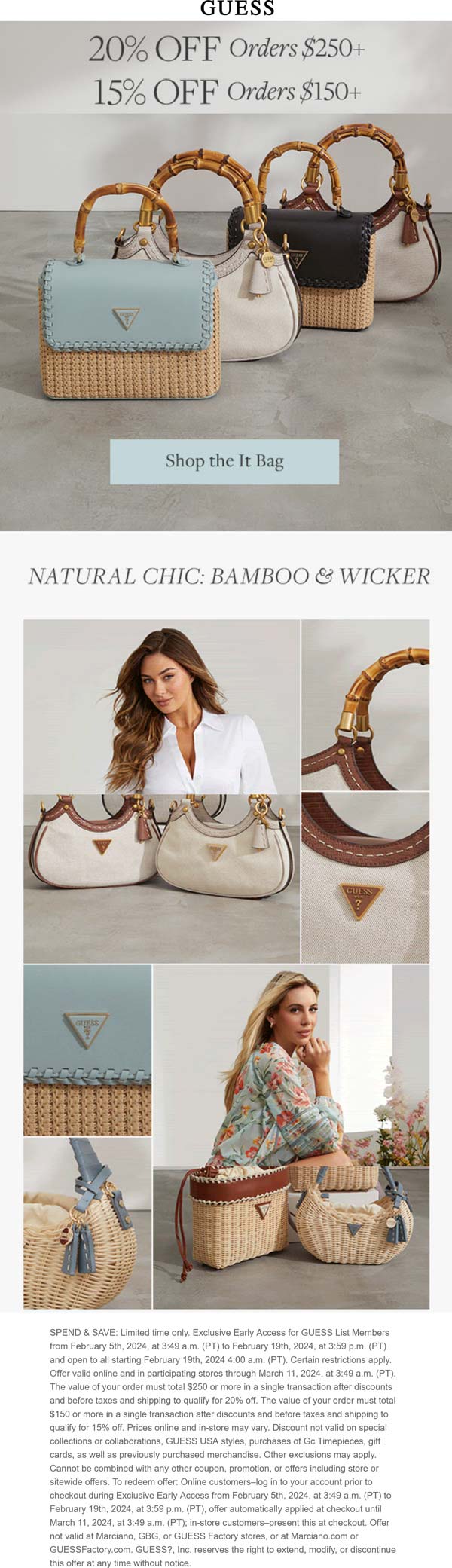 15-20% off $150+ at GUESS, ditto online