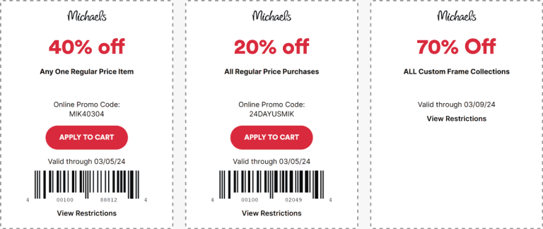 40% off a single item & more at Michaels, or online via promo code MIK40304