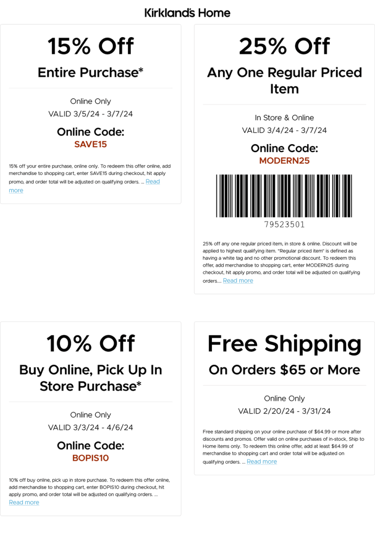 25% off a single item & 15% off everything else at Kirklands, or online via promo code MODERN25