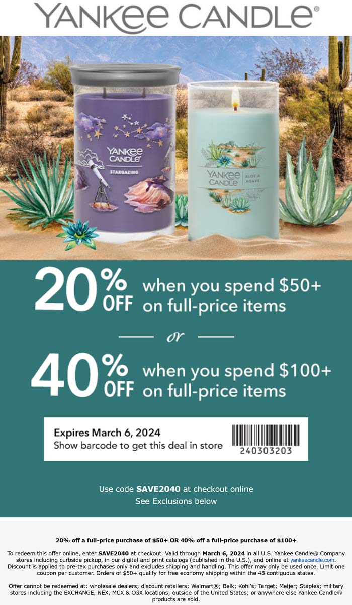 Yankee Candle March 2024 Coupons and Promo Codes 🛒