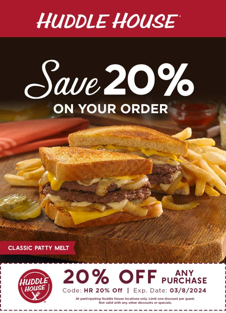 20% off at Huddle House restaurants