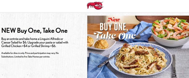 Take home a second entree for $6 at Red Lobster