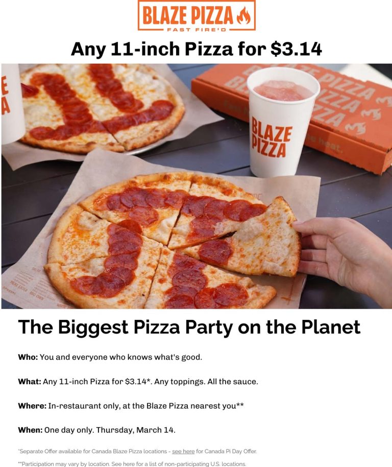 $3.14 pizza Thursday at Blaze Pizza