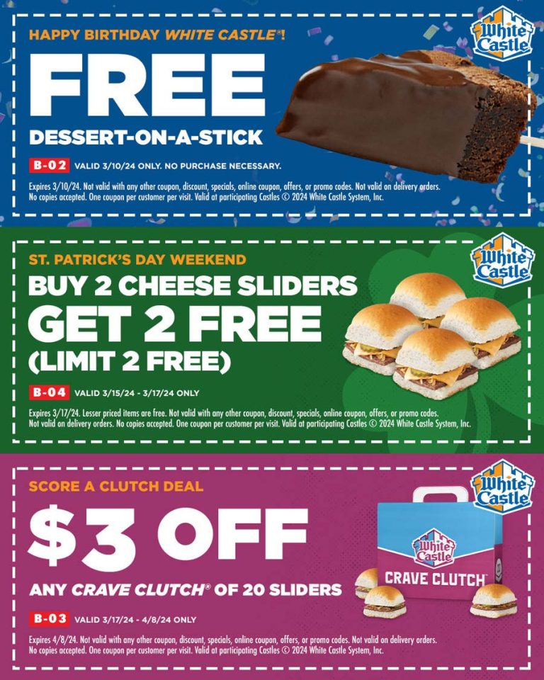 Free dessert, 4-for-2 cheese sliders & more at White Castle
