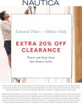 Extra 20% off clearance online at Nautica #nautica