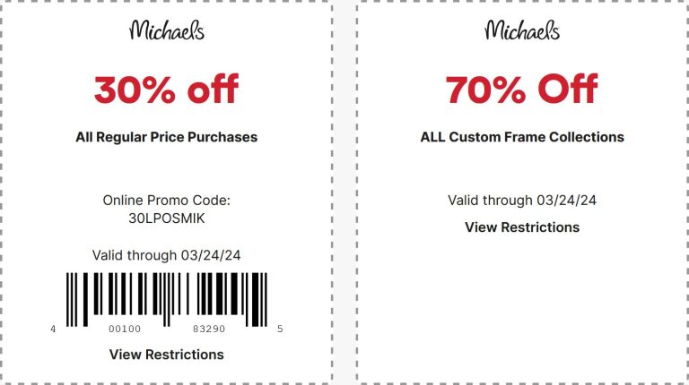30% off at Michaels, or online via promo code 30LPOSMIK