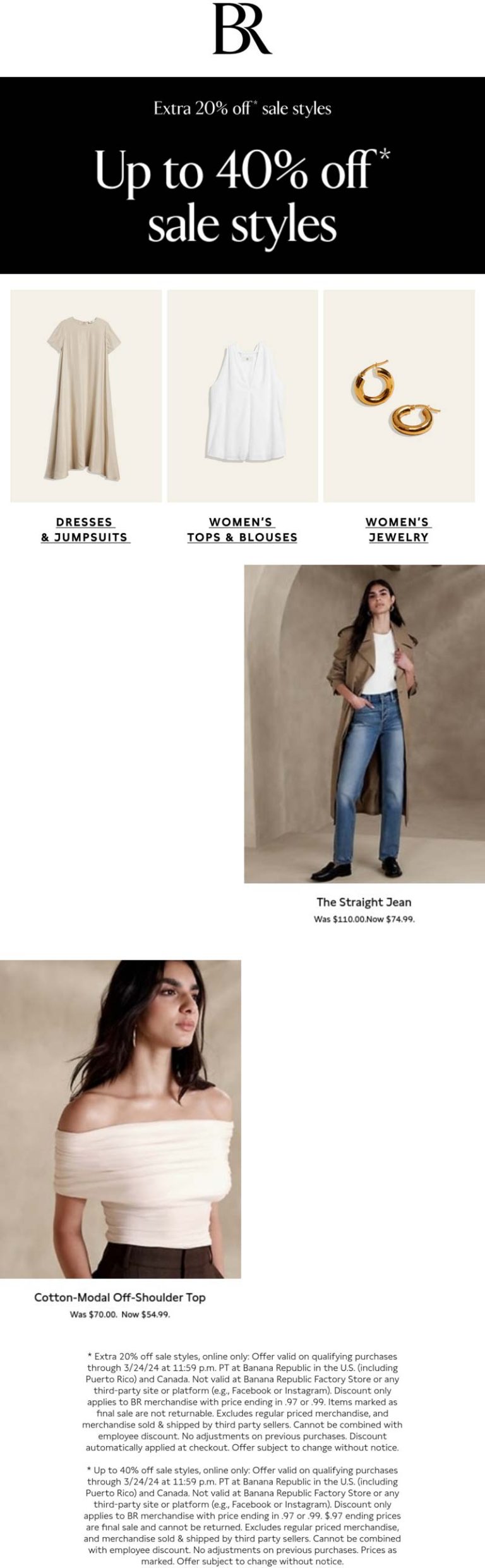 Extra 20% off sale styles online at Banana Republic