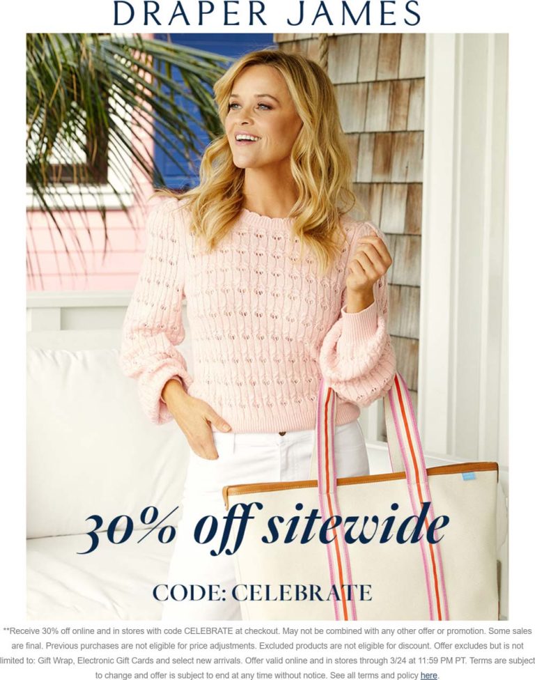 30% off everything at Draper James via promo code CELEBRATE