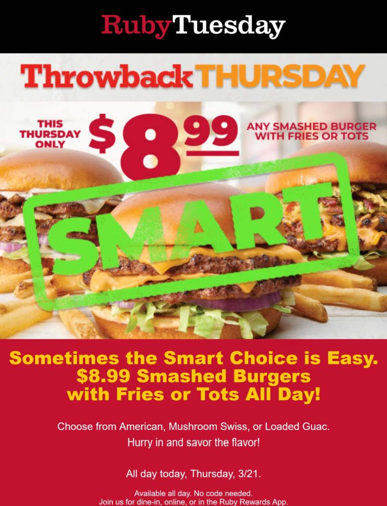 Double cheeseburger + fries = $9 today at Ruby Tuesday