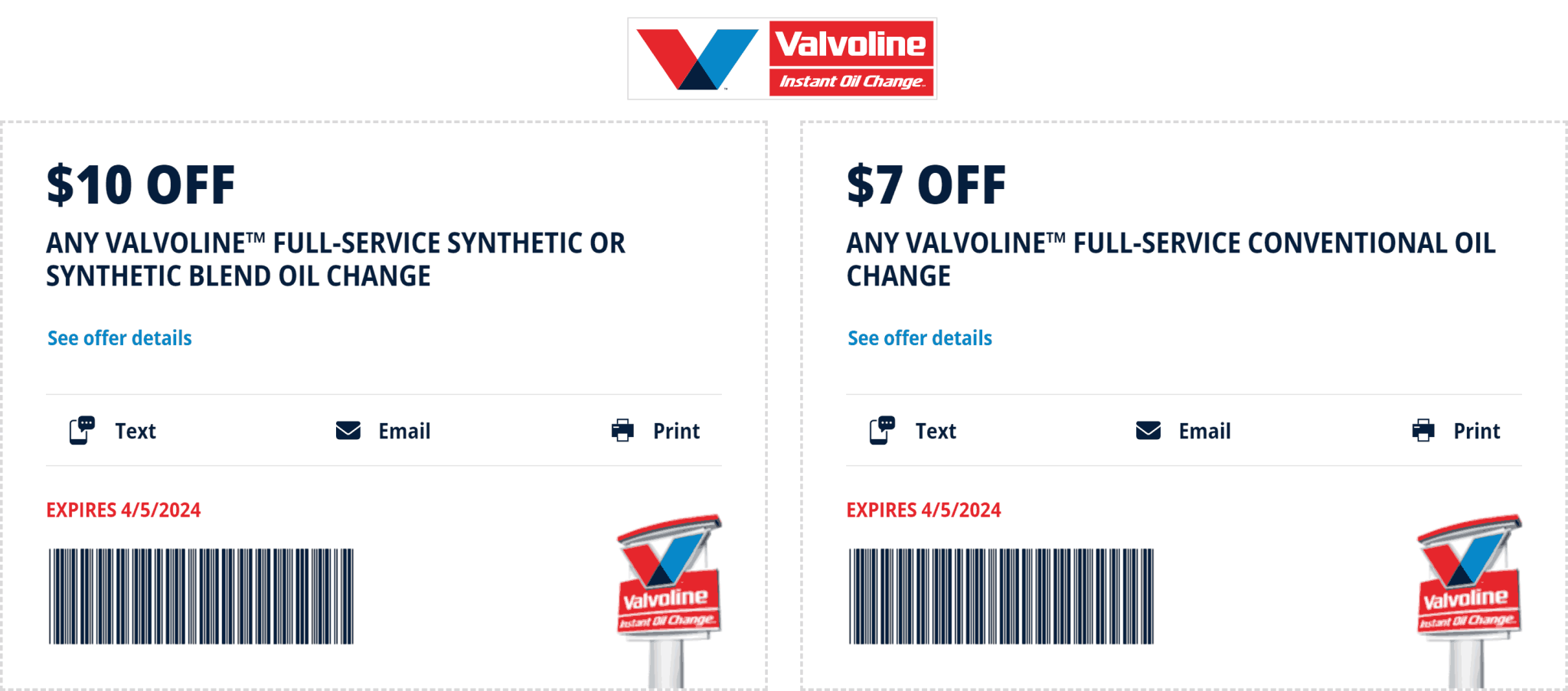 10 off an oil change at Valvoline valvoline The Coupons App®