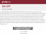 $10 off any oil change at Jiffy Lube #jiffylube