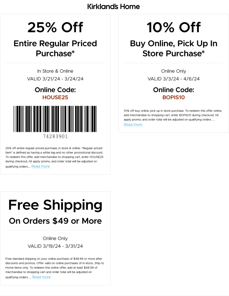 25% off everything at Kirklands, or online via promo code HOUSE25