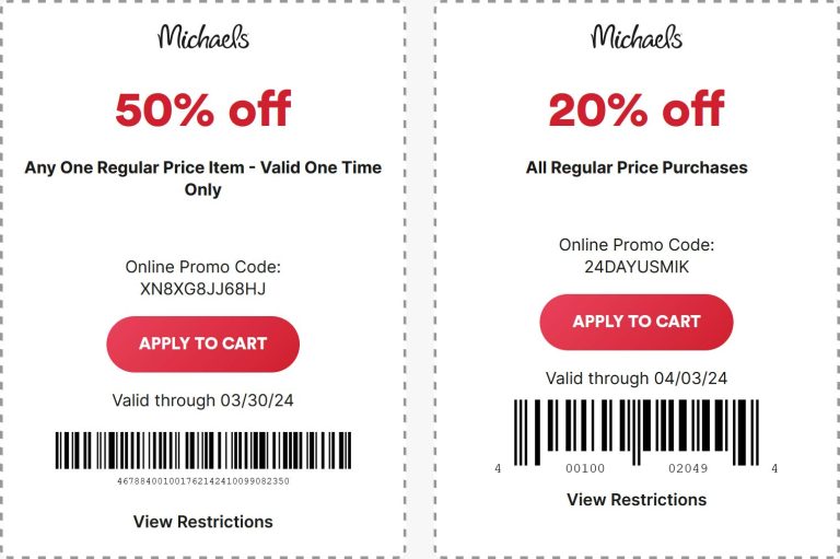50% off a single item at Michaels, or online via promo code XN8XG8JJ68HJ