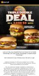 3 double cheeseburgers = $9 online at Carls Jr restaurants #carlsjr