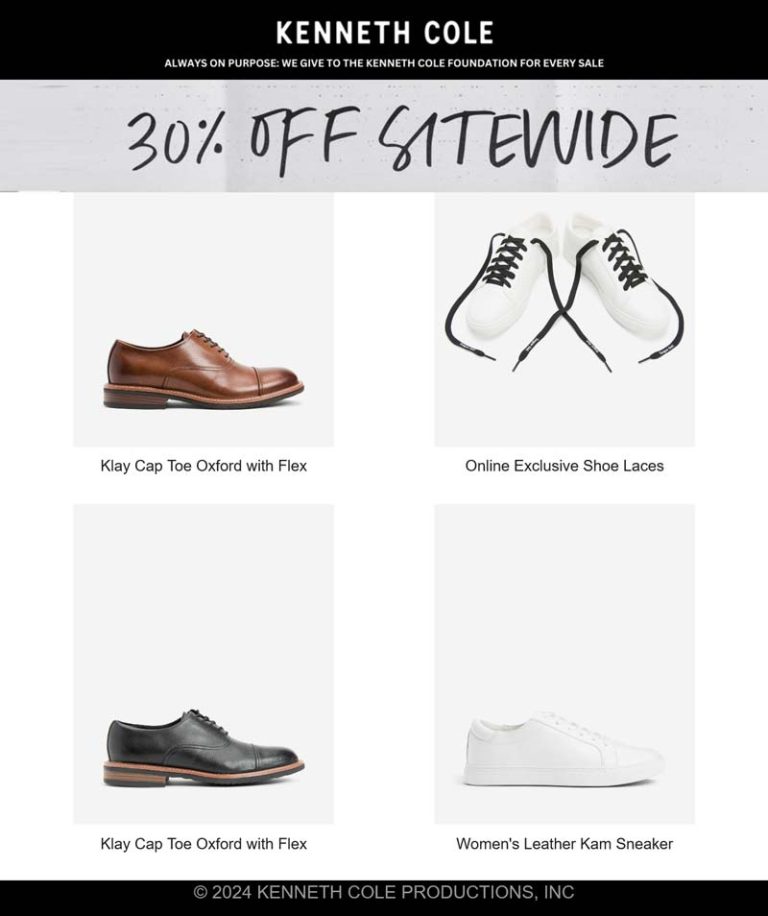 30% off everything online at Kenneth Cole