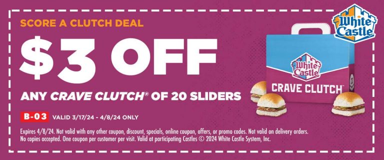 $3 off a 20pk of sliders at White Castle restaurants