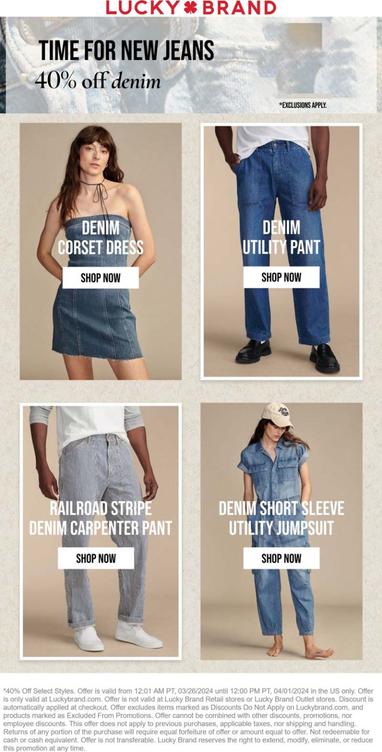 40% off denim online at Lucky Brand