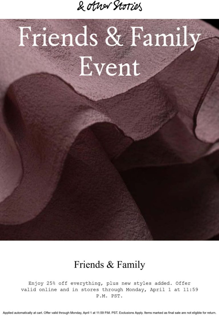 & Other Stories coupon: 25% off everything at & Other Stories, ditto online