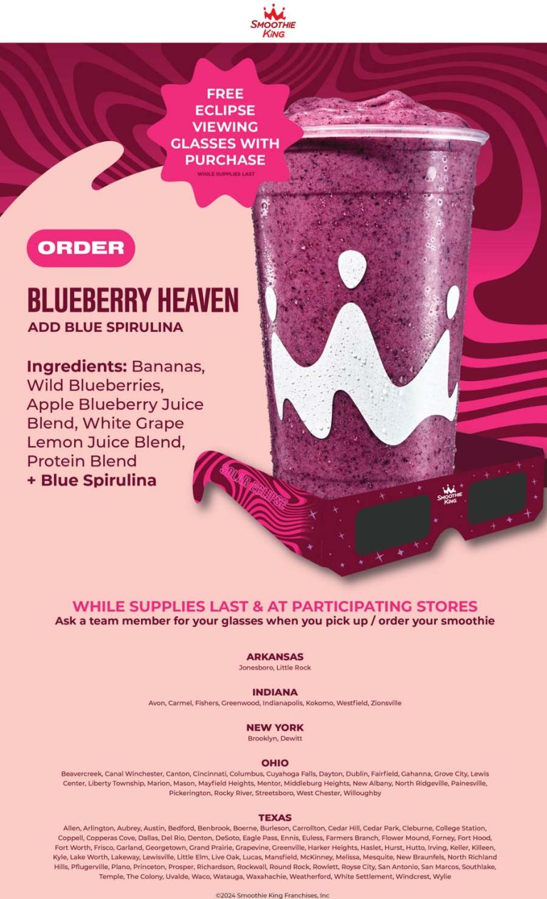 Free eclipse glasses with your berry drink at Smoothie King