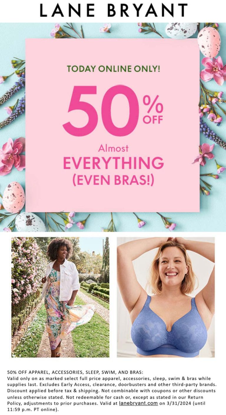 50% off online today at Lane Bryant