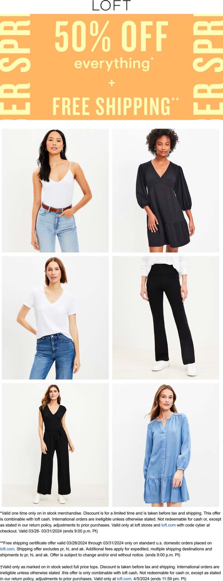 50% off everything today at LOFT, ditto online