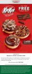 Free kit kat doughnut today at Krispy Kreme via promo code FREETREAT #krispykreme