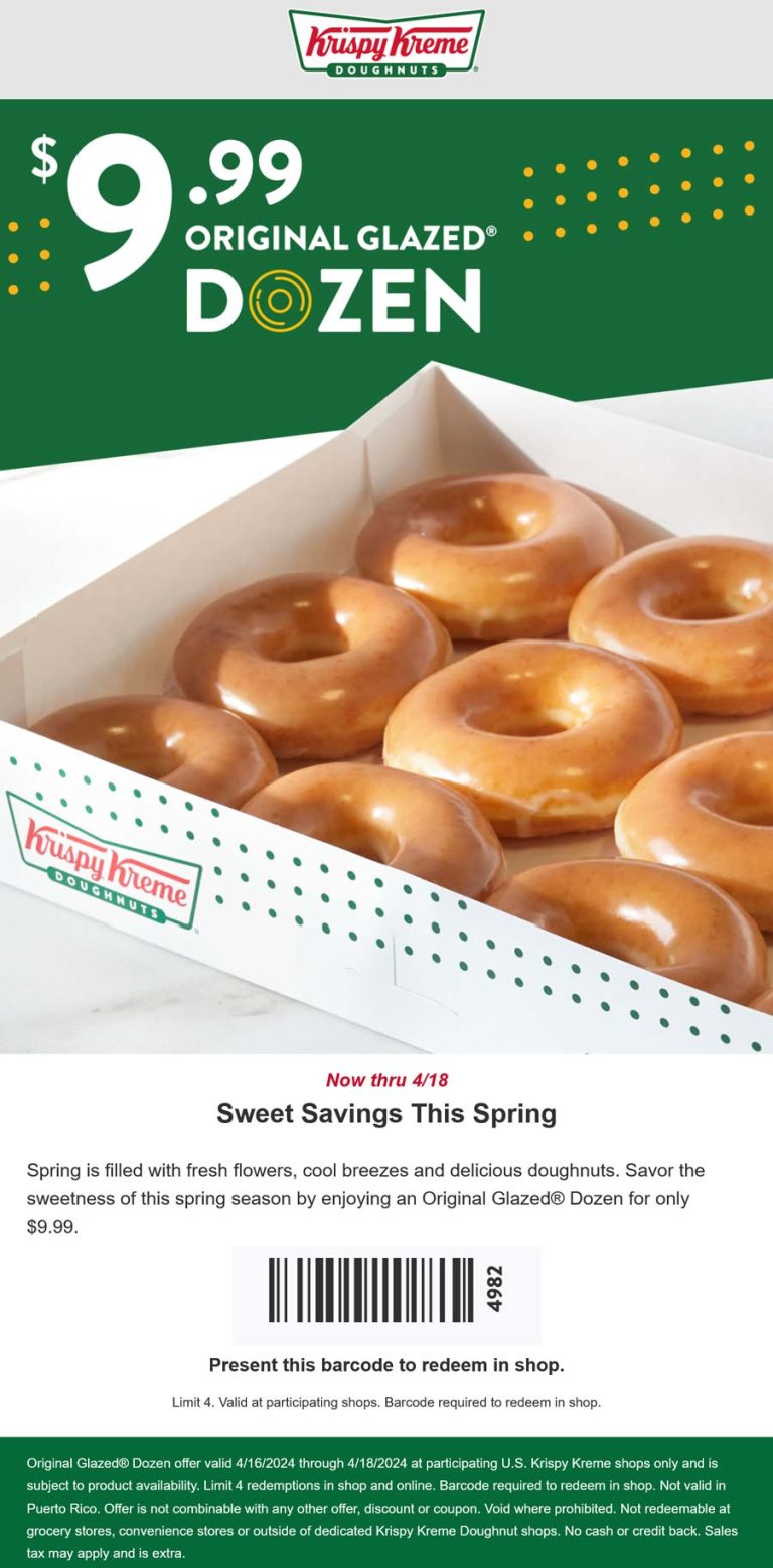 $10 glazed dozen at Krispy Kreme doughnuts