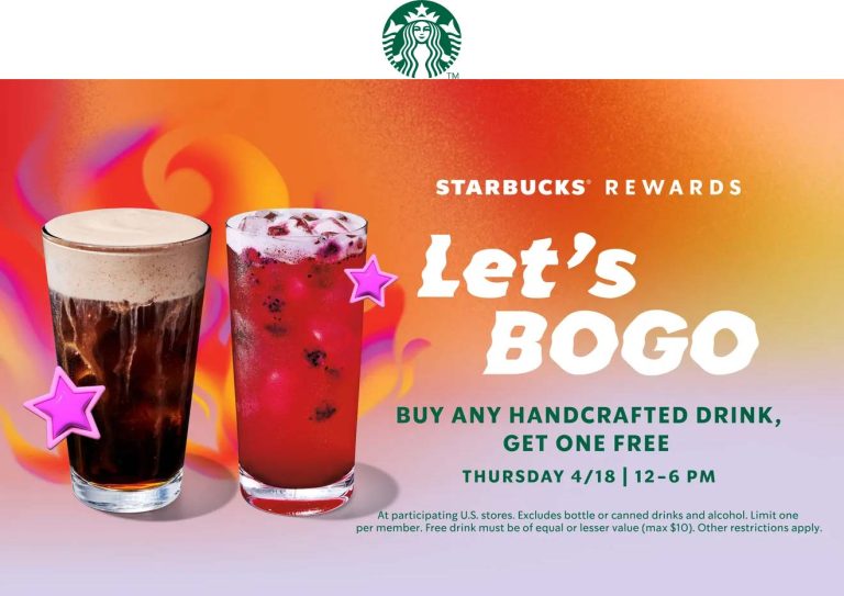 Second drink free Thursday at Starbucks via login