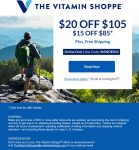 $15-$20 off $85+ today at The Vitamin Shoppe via promo code WANDER24 #thevitaminshoppe