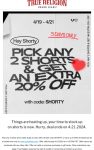 Pick 2 shorts for extra 20% off at True Religion via promo code SHORTY #truereligion