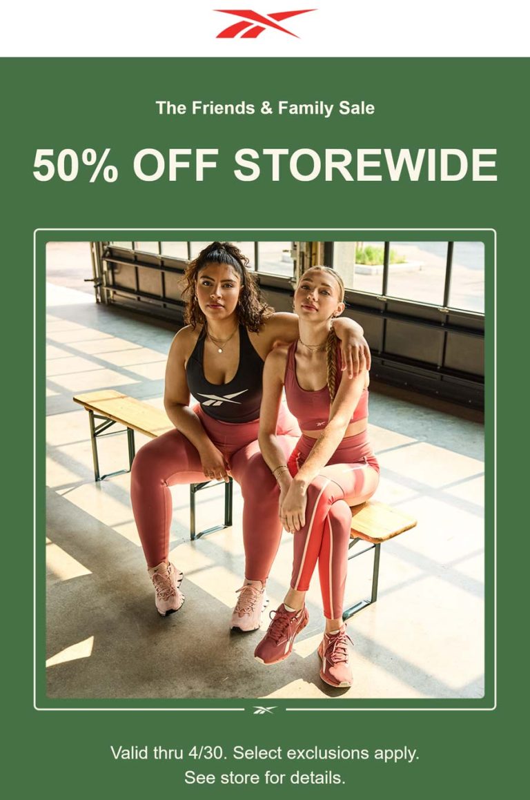 50% off everything at Reebok