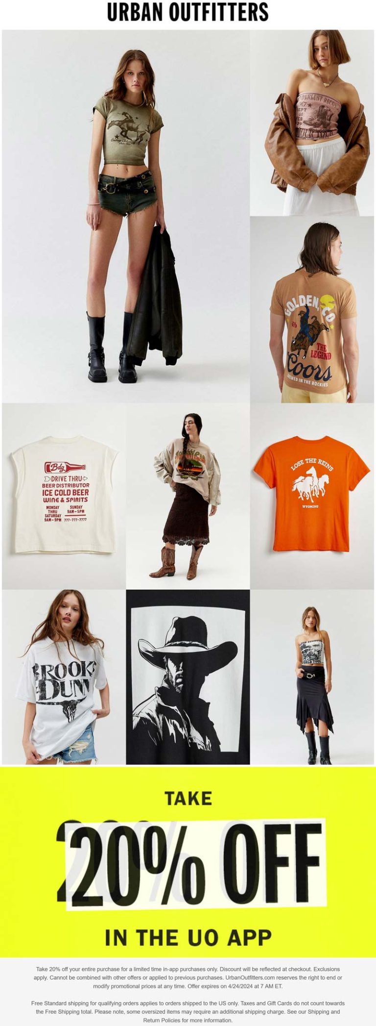 20% off via mobile at Urban Outfitters