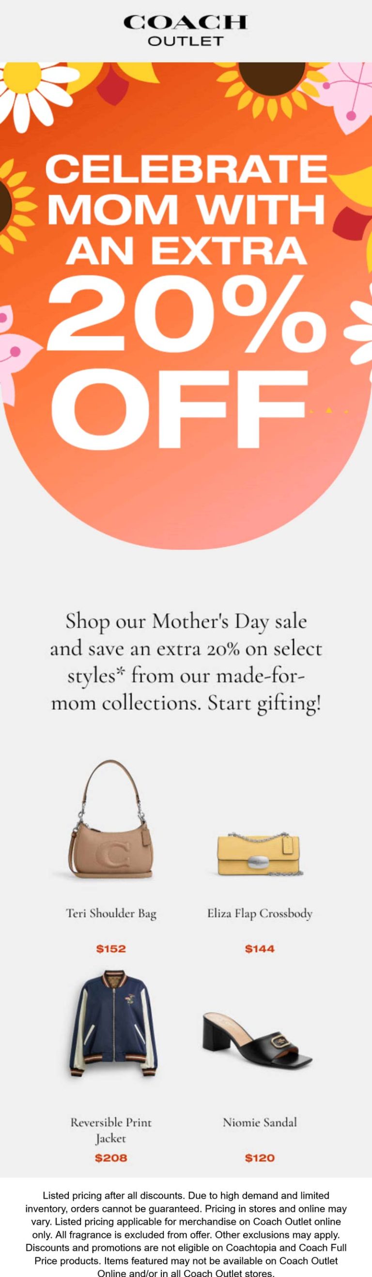 Extra 20% off at Coach Outlet