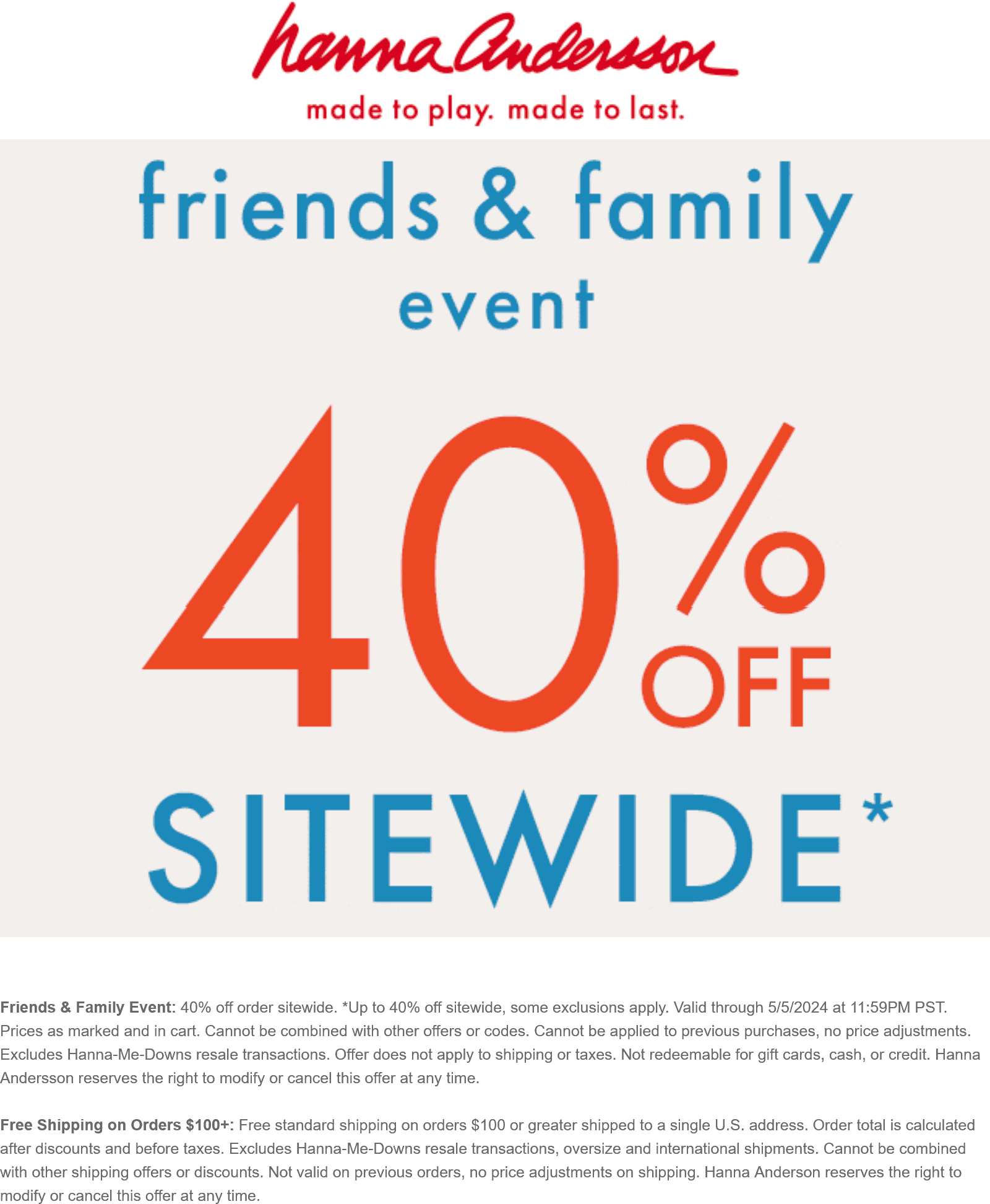 40% off everything online at Hanna Andersson #hannaandersson | The ...
