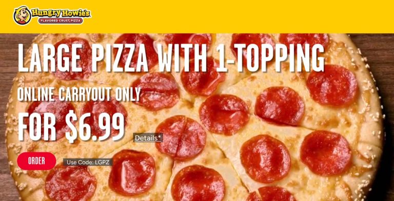 Large 1-topping carryout pizza for $7 at Hungry Howies via promo code LGPZ